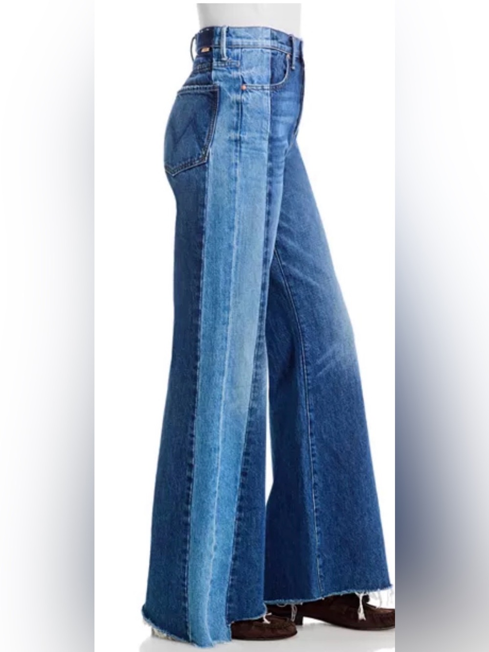 MOTHER The Tux Sidestepper Sneak High Rise Flare Jeans in Double Take